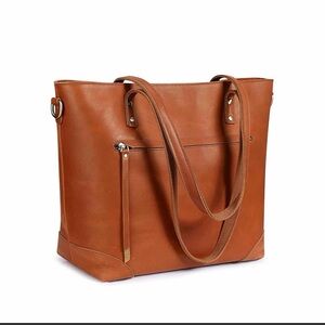 S-Zone  Brown Leather Tote Bag